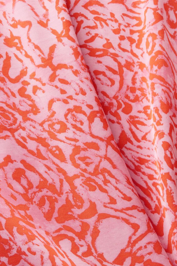 Blusa estampada de satén con volantes en el bajo, PINK, detail image number 6