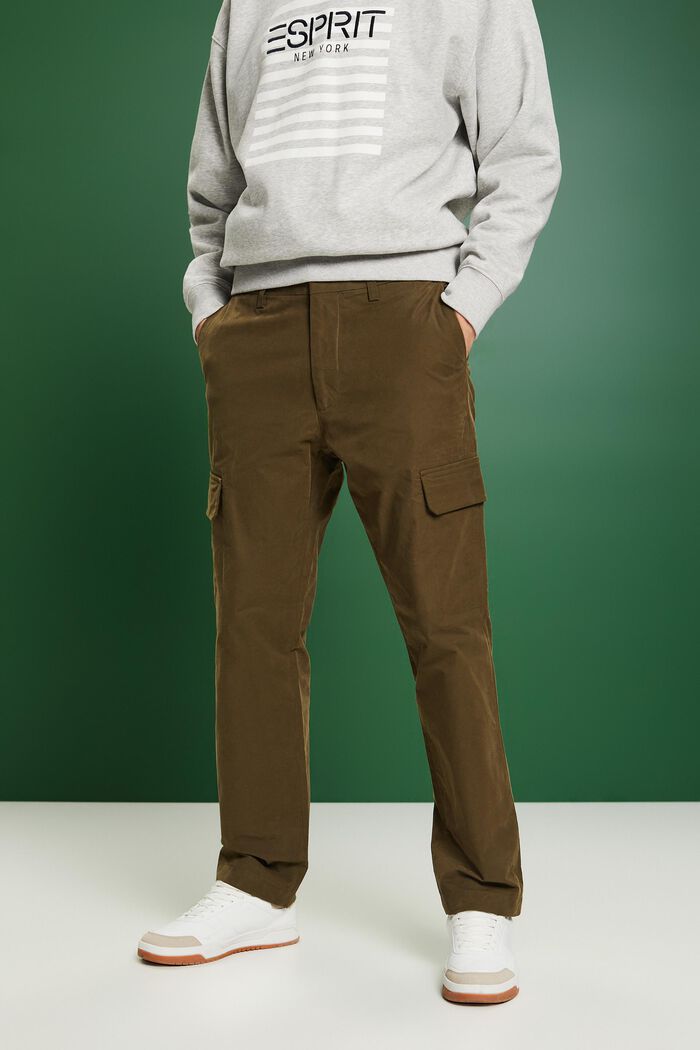 Pantalones cargo con perneras rectas, KHAKI GREEN, detail image number 0