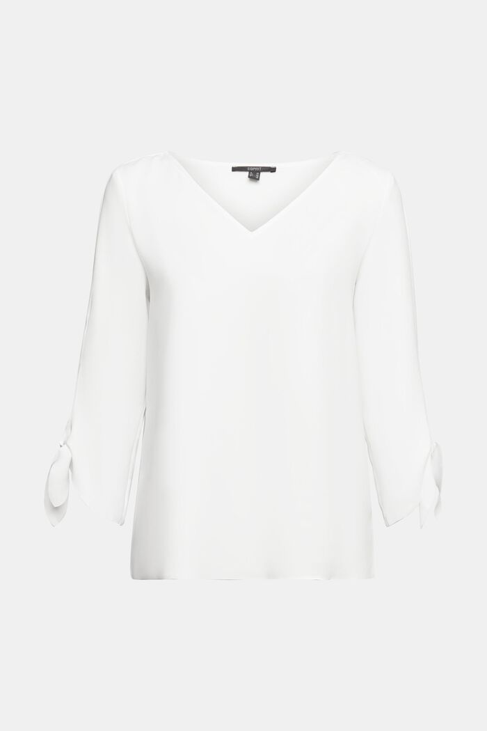 Blusa elástica con bordes abiertos, OFF WHITE, detail image number 6