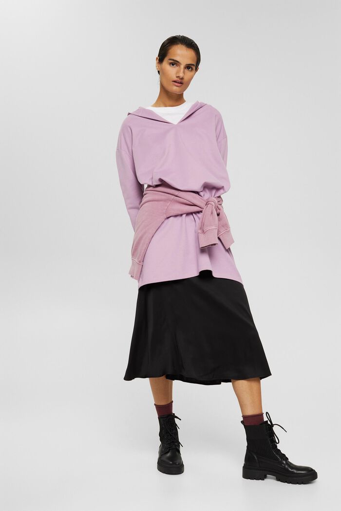 Vestido estilo sudadera con capucha en 100 % algodón ecológico, VIOLET, detail image number 1