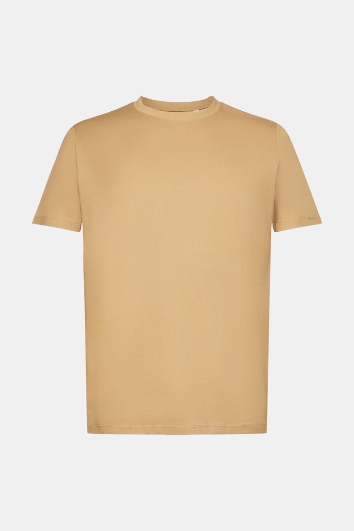 Camiseta de cuello redondo de algodón puro, BEIGE, detail image number 6