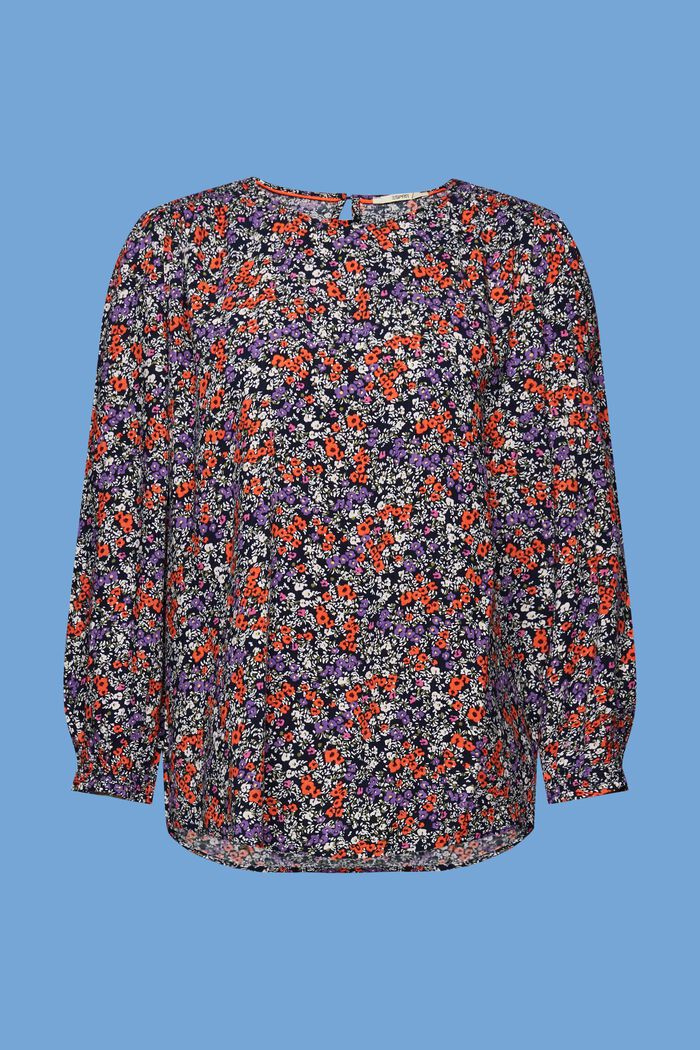 Blusa floral con mangas 3/4, NAVY BLUE, detail image number 7