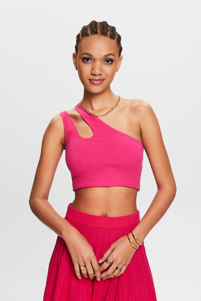 Top cropped con hombro al descubierto, PINK FUCHSIA, detail image number 0