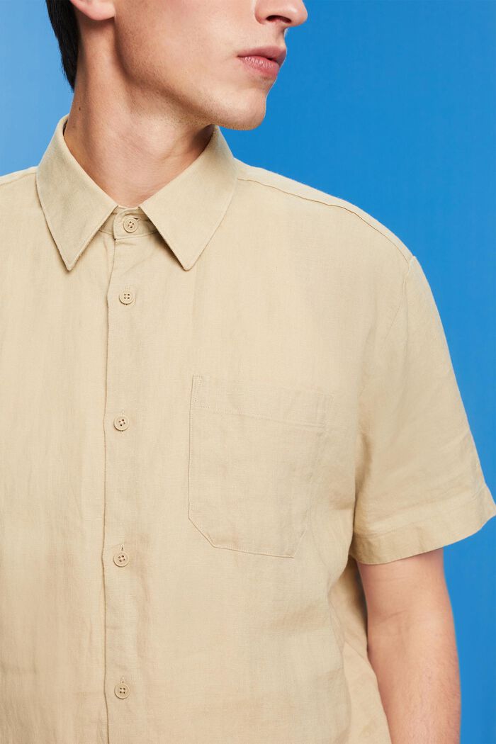 Camisa de lino con manga corta, SAND, detail image number 2