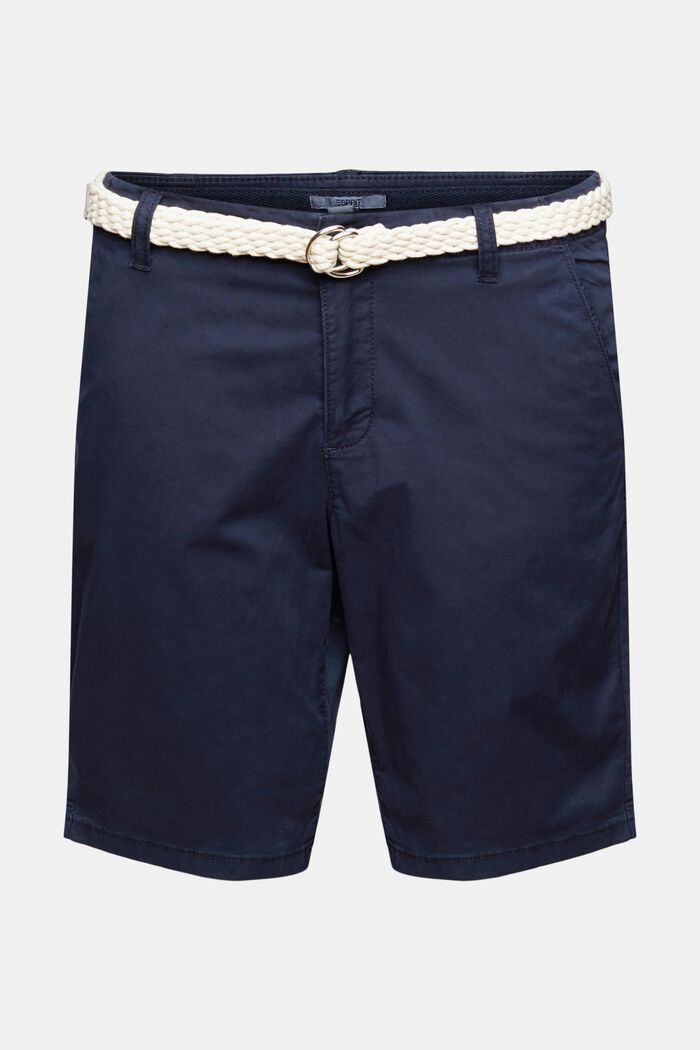 Pantalones cortos con cinturón tejido, NAVY, detail image number 2