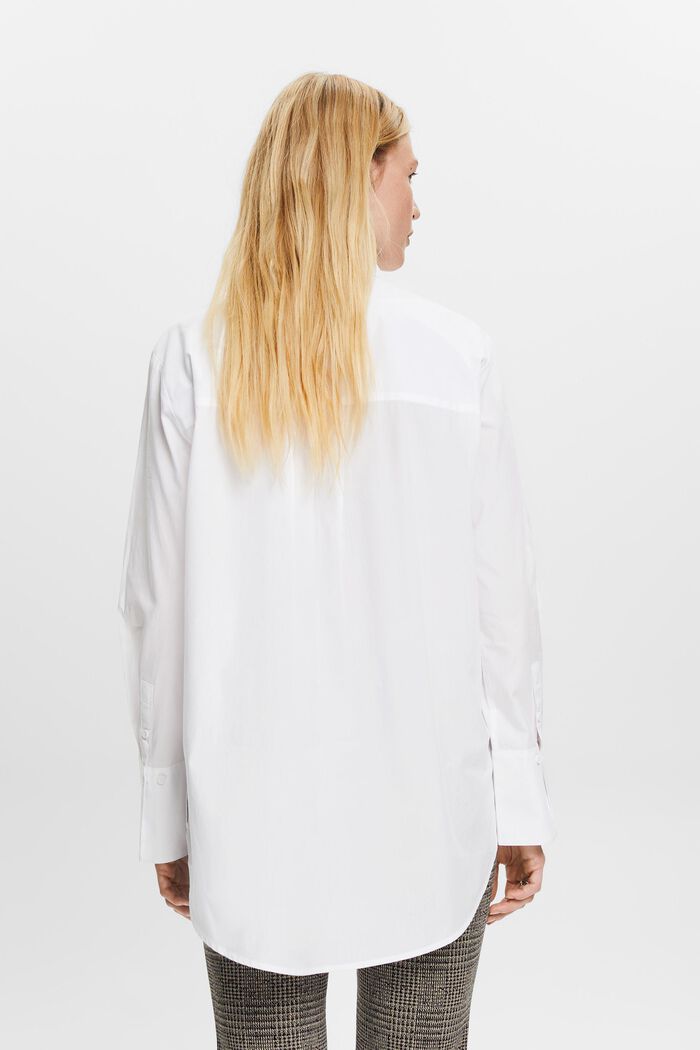 Blusa camisera con corte holgado, 100% algodón, WHITE, detail image number 3