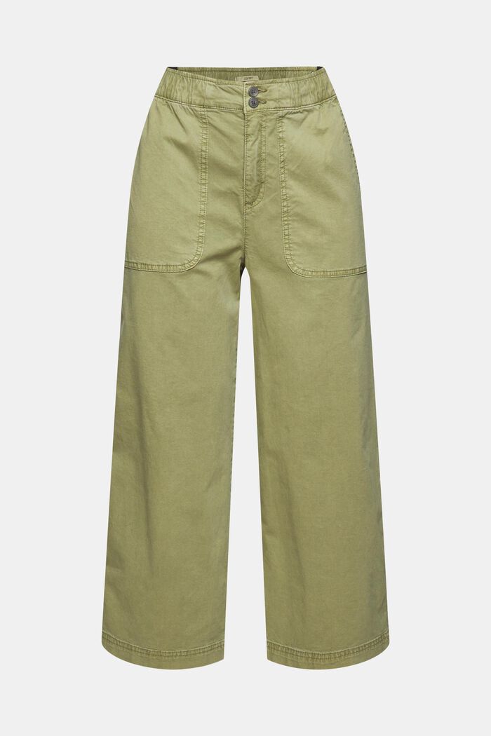 Pantalón culotte con cintura elástica, KHAKI GREEN, overview