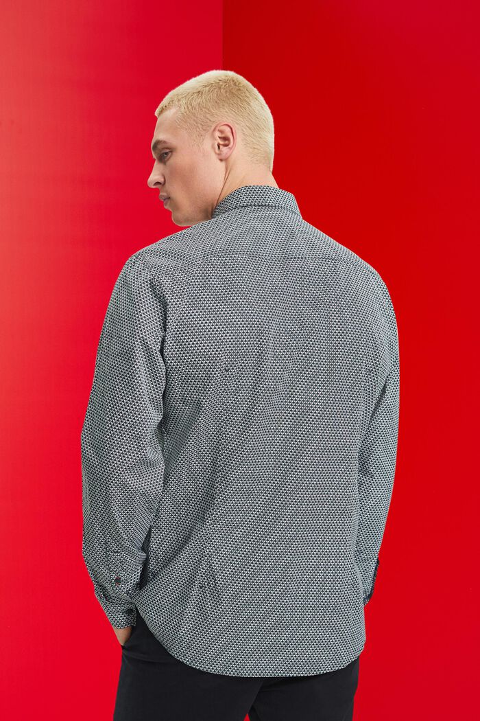 Camisa de corte ceñido con estampado allover, DARK TEAL GREEN, detail image number 3