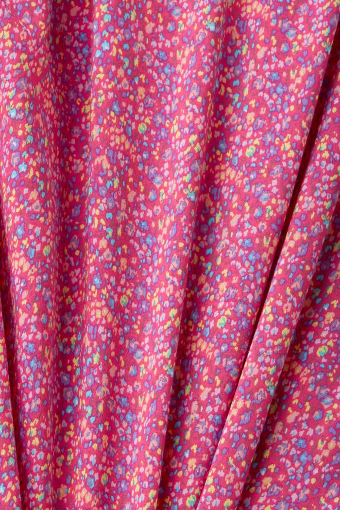 Blusa floral con cuello en pico y botones, PINK FUCHSIA, detail image number 6