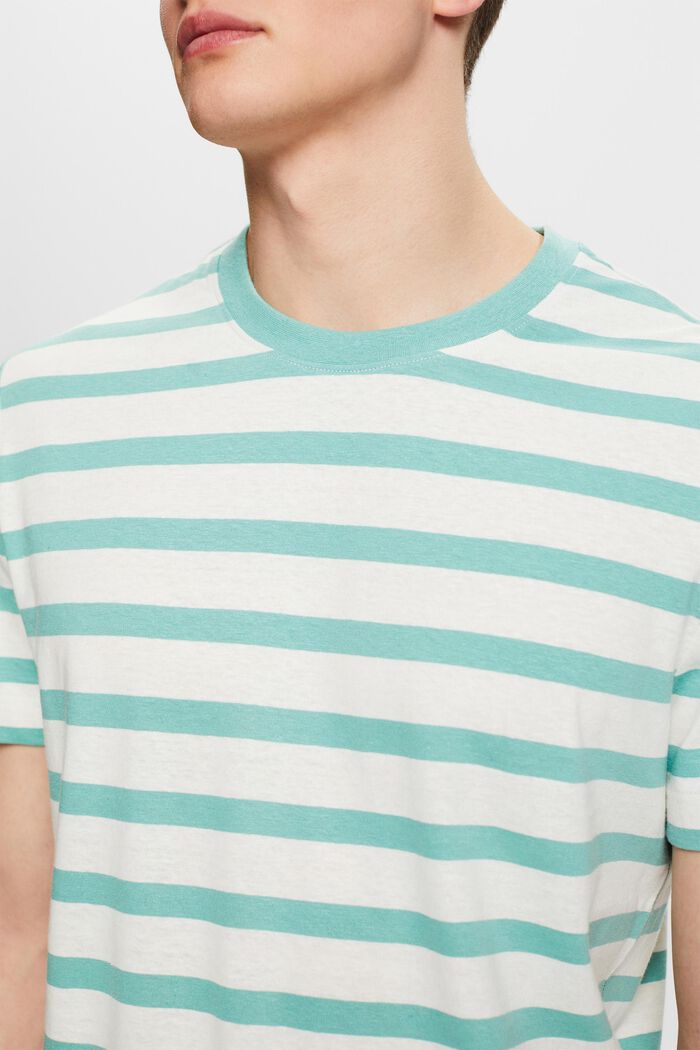 Camiseta de algodón y lino con el cuello redondo, DUSTY GREEN, detail image number 2