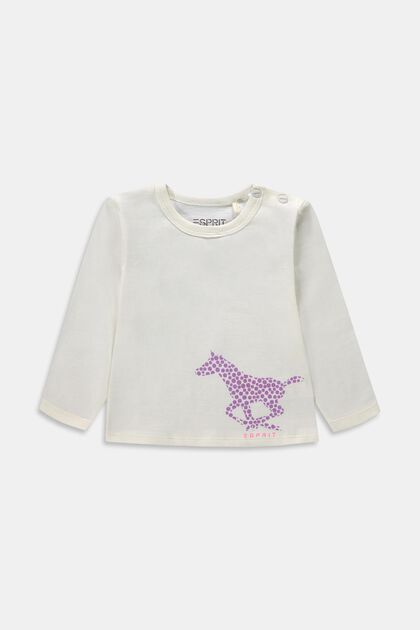 Camiseta de manga larga con estampado de caballos, algodón ecológico