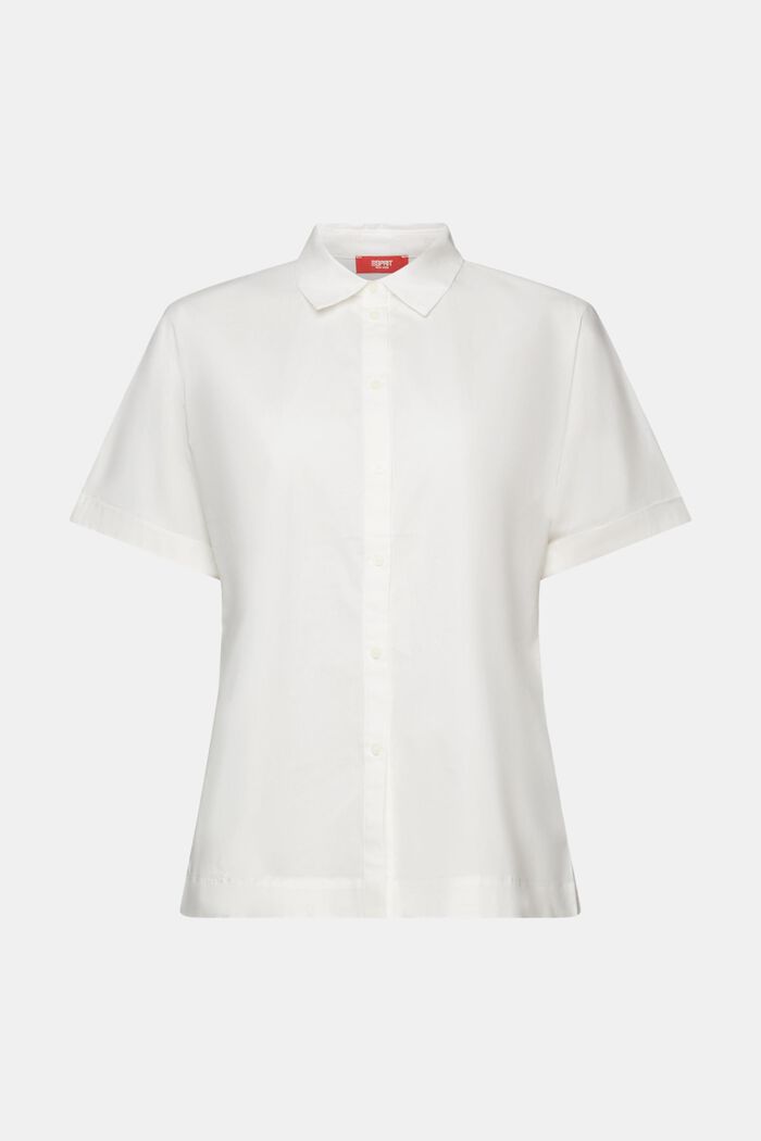 Camisa de popelina de algodón con manga corta, OFF WHITE, detail image number 8