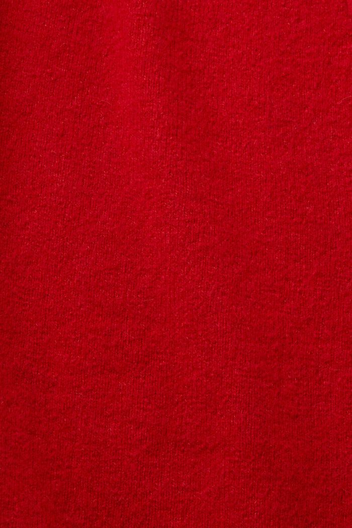 Cárdigan abotonado de cuello pico, mezcla de lana, DARK RED, detail image number 5