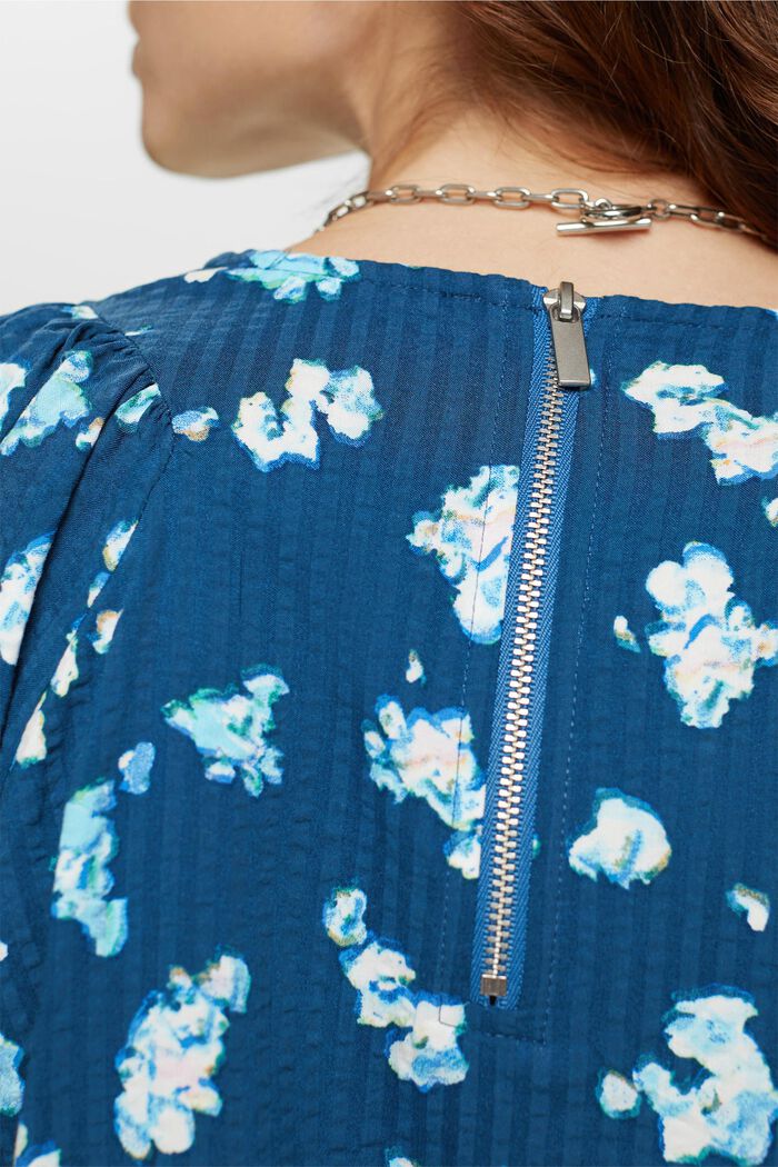 Blusa de sirsaca con diseño floral, PETROL BLUE, detail image number 4