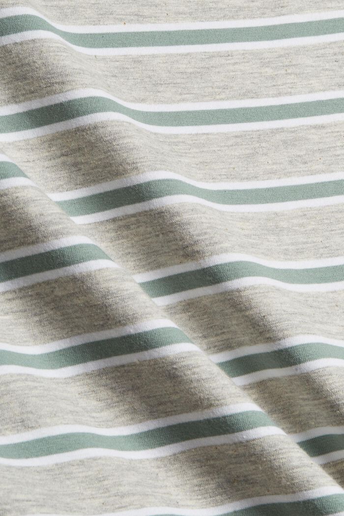 Camiseta de manga larga de rayas en algodón ecológico/elástico, LIGHT GREY, detail image number 4