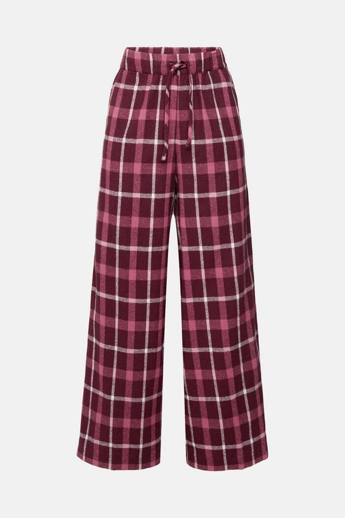 Pantalón de pijama a cuadros en franela de algodón, BORDEAUX RED, detail image number 2