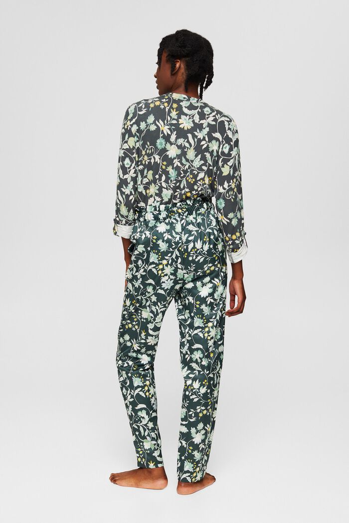 Con seda: pantalón de pijama con cintura paper bag, DARK TEAL GREEN, detail image number 3