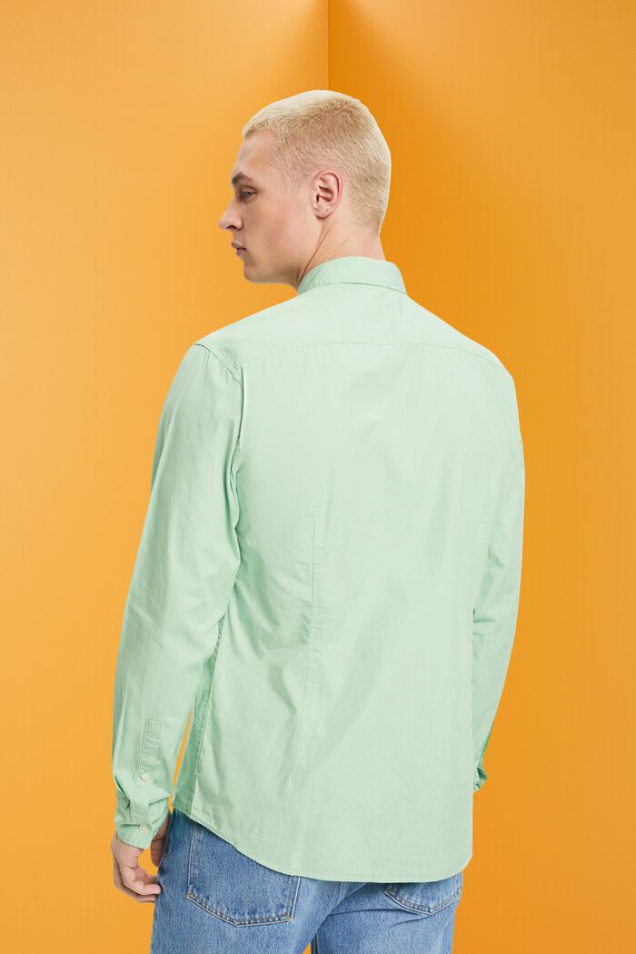Camisa de algodón sostenible con corte ceñido, PASTEL GREEN, detail image number 3