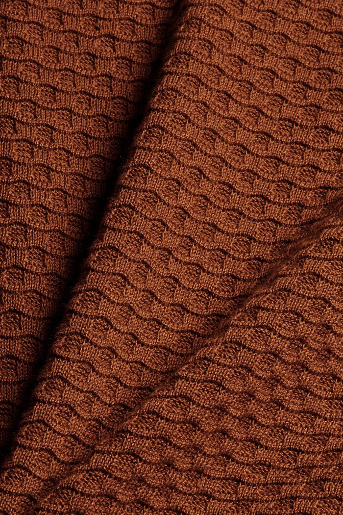 Jersey con textura apanalada, 100% algodón, TOFFEE, detail image number 4