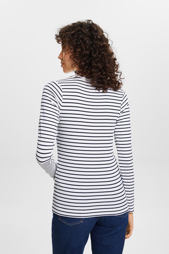 Top de tejido jersey de algodón con ribete ondulado, WHITE, detail image number 3