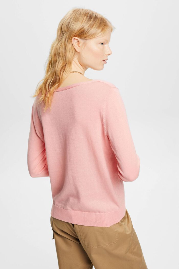 Jersey de algodón con cuello pico, PINK, detail image number 3