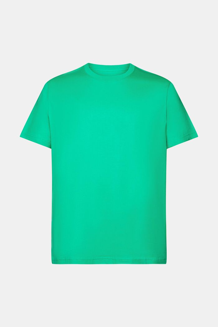 Camiseta de cuello redondo en tejido jersey de algodón Pima, GREEN, detail image number 7