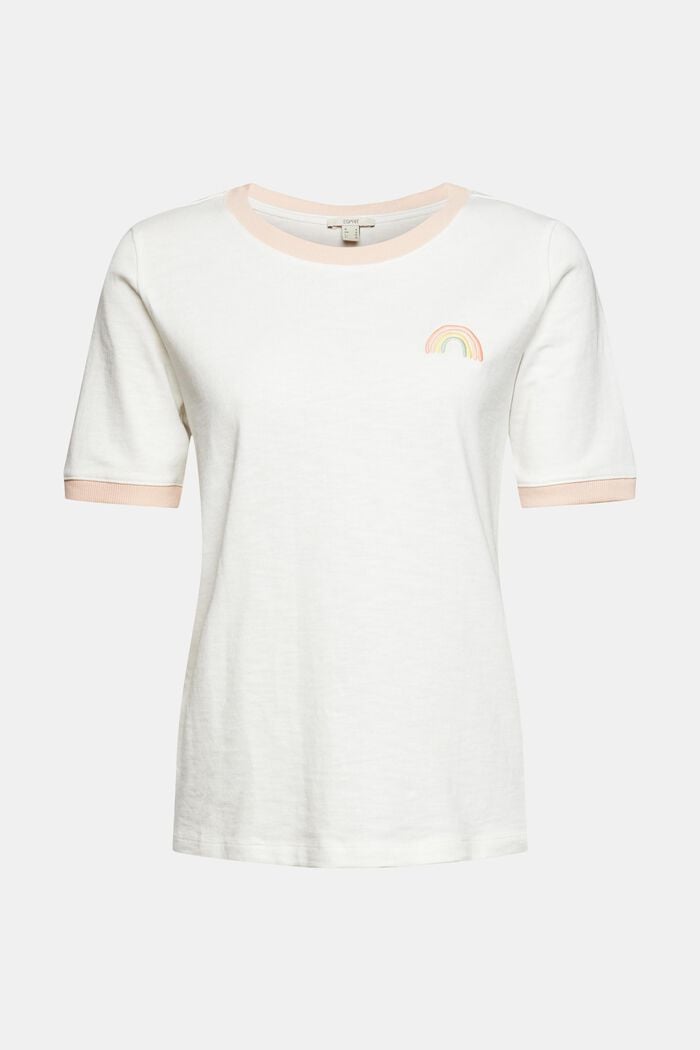 Camiseta con bordado, 100% algodón, OFF WHITE, overview