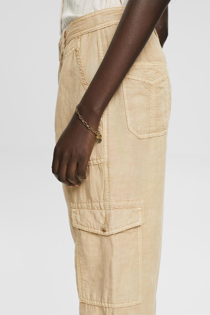 Con lino: pantalones cargo, SAND, detail image number 5