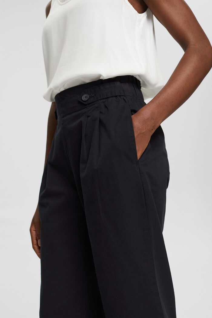 Pantalón tobillero con cintura elástica, 100% algodón, BLACK, detail image number 2