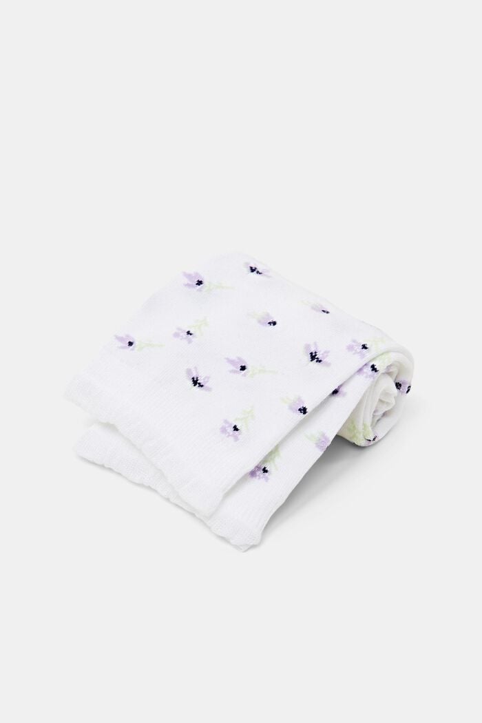 Pack de 2 pares de calcetines florales de punto, WHITE, detail image number 2