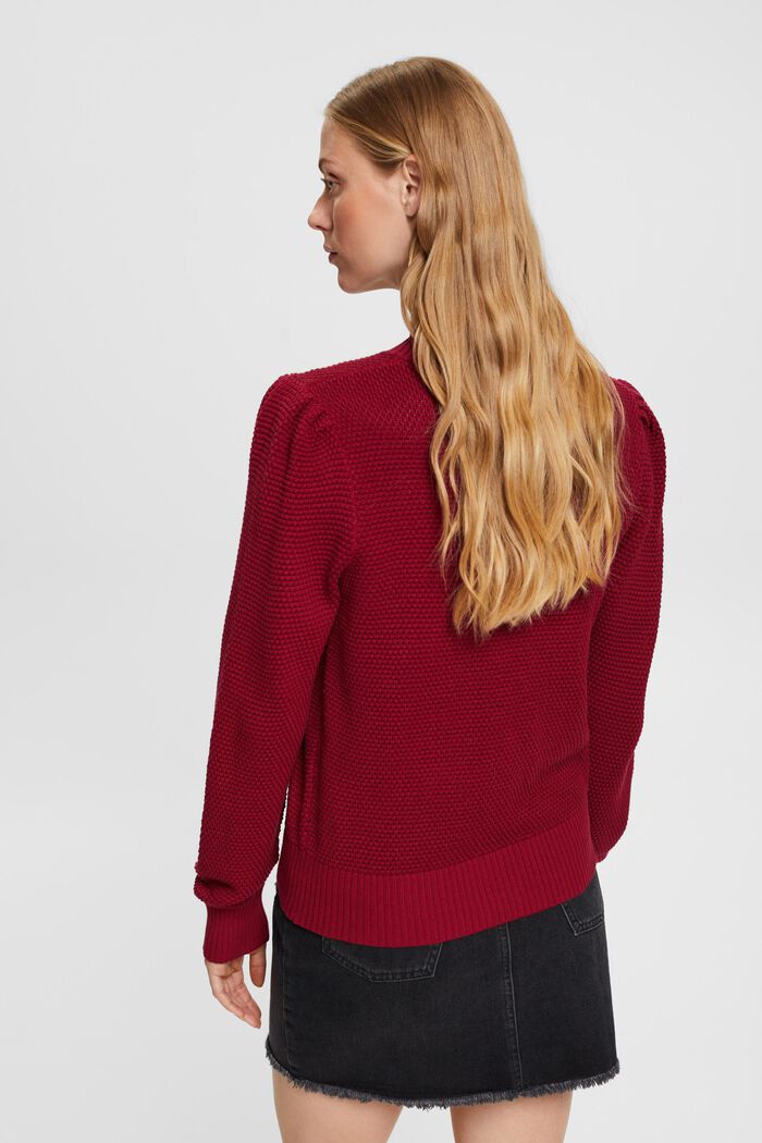 Jersey con cuello alto de textura, mezcla de algodón, CHERRY RED, detail image number 4