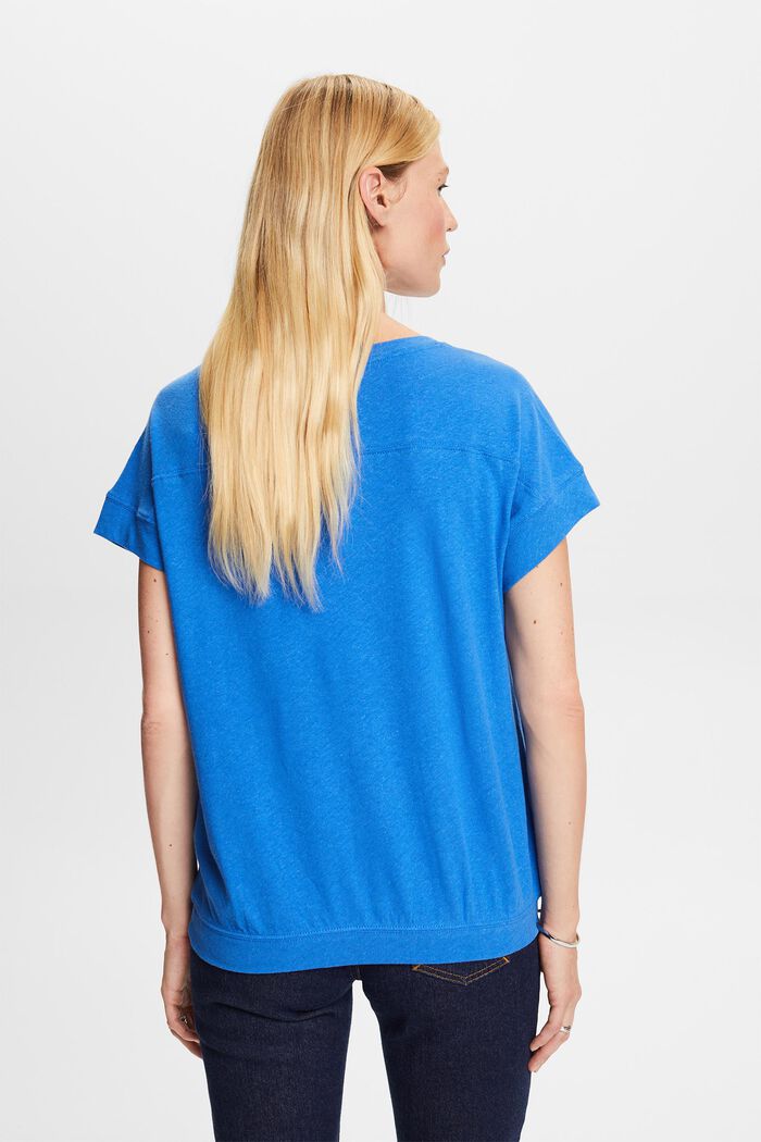 Camisa en mezcla de algodón y lino, BRIGHT BLUE, detail image number 3