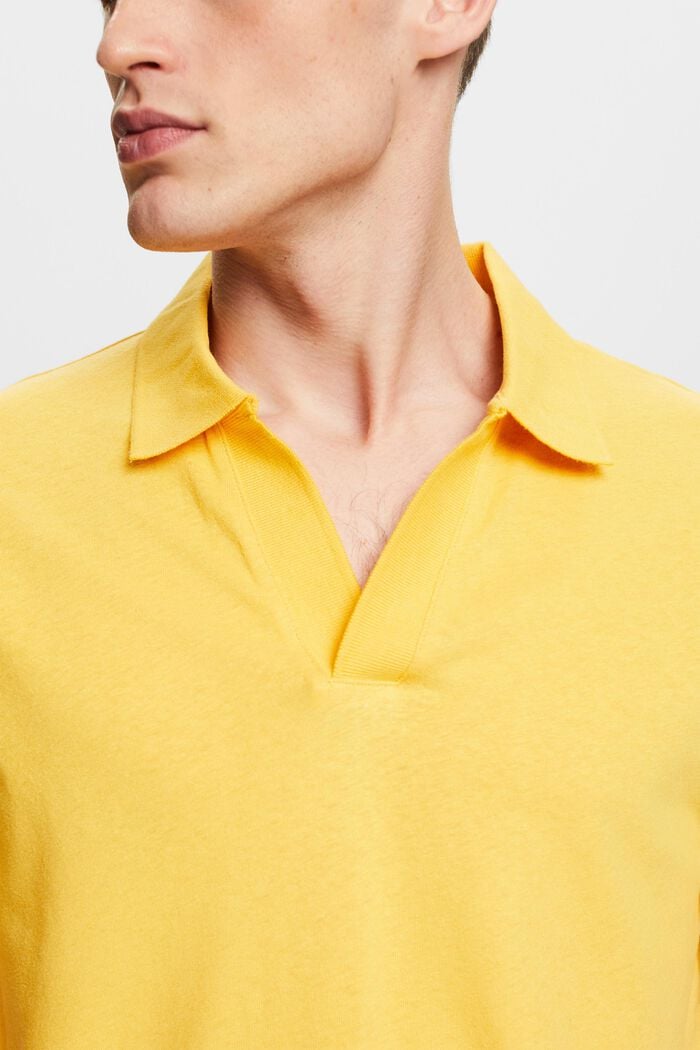 Polo de algodón y lino, SUNFLOWER YELLOW, detail image number 3