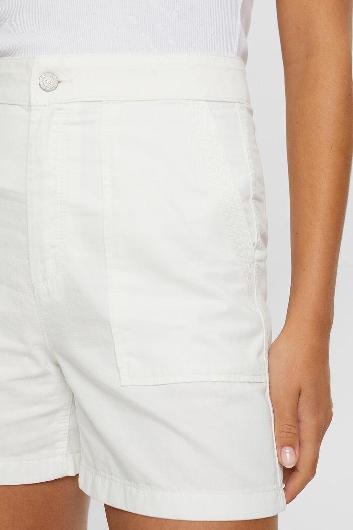 Shorts de sarga, mezcla de algodón, WHITE, detail image number 2