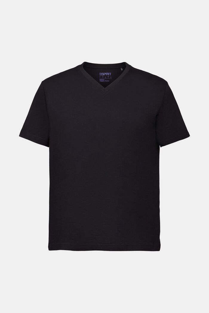 Camiseta en algodón ecológico y cuello enpico, BLACK, detail image number 5