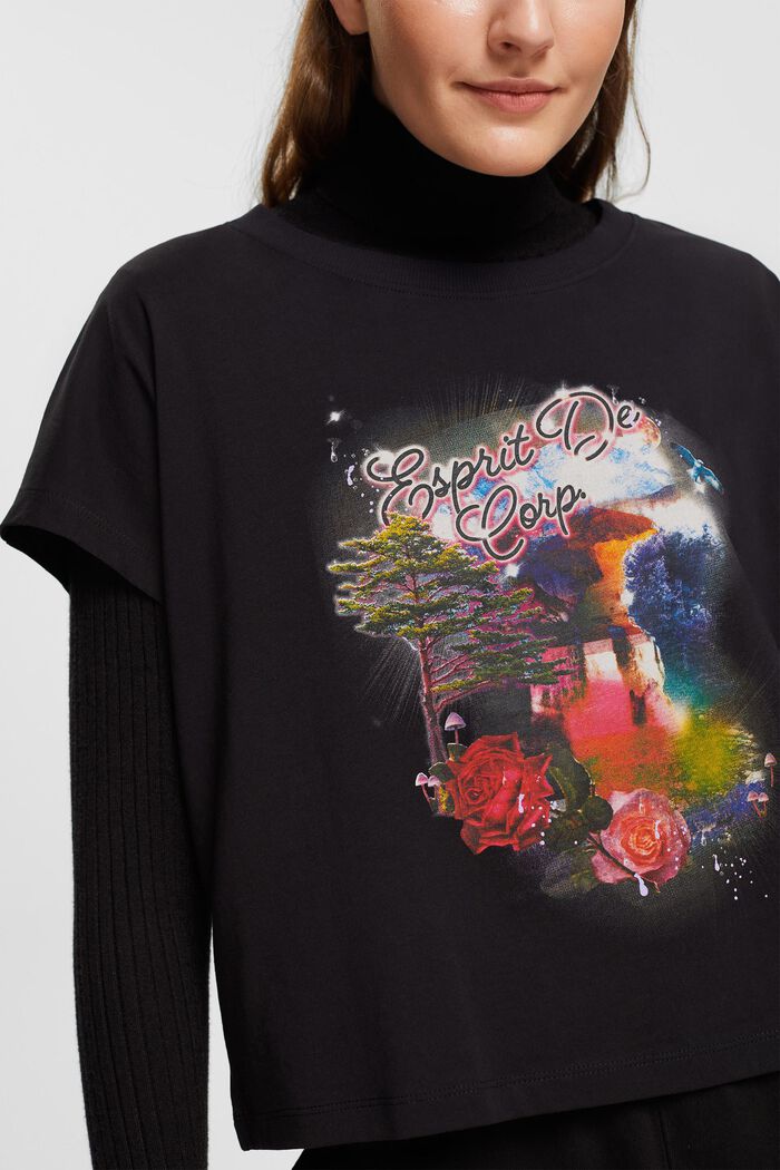 Camiseta estampada, 100% algodón, BLACK, detail image number 2