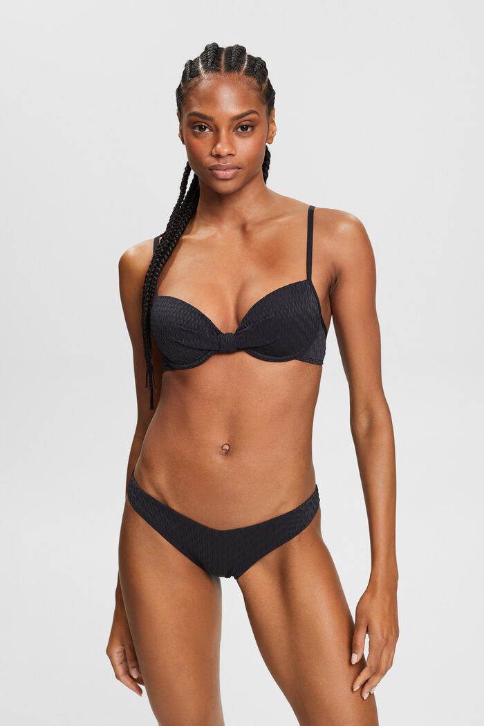 Tops de bikini estampados con relleno, BLACK, detail image number 0