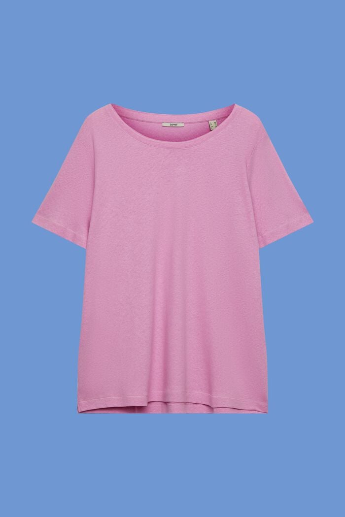 CURVY Camiseta en mezcla de algodón y lino, LILAC, detail image number 6