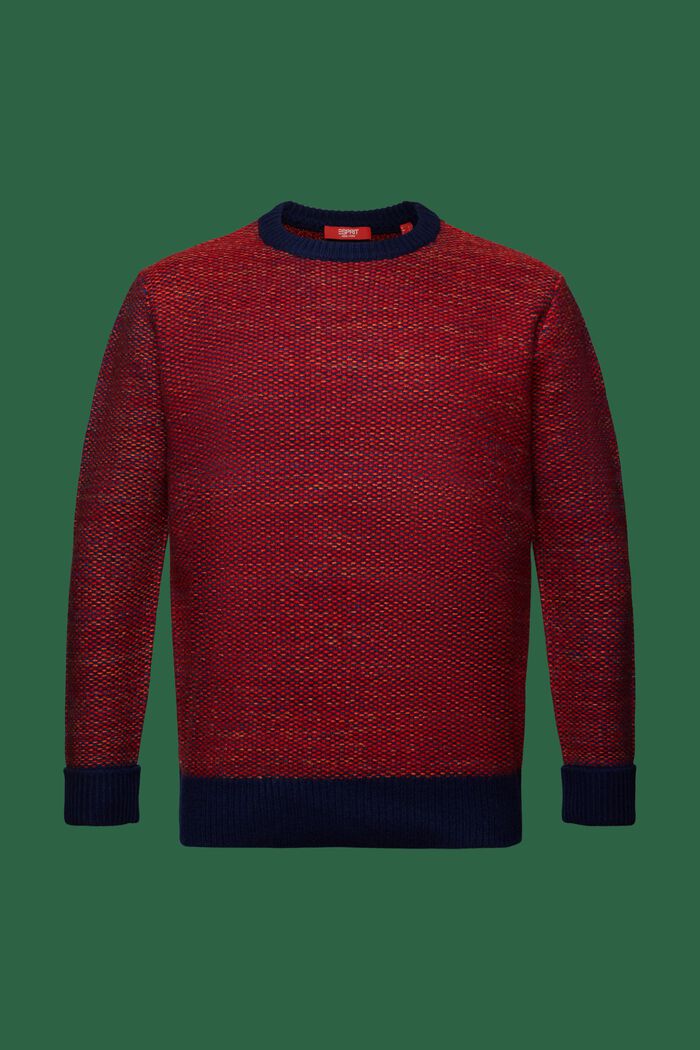 Jersey de lana con textura y cuello redondo, NAVY, detail image number 6