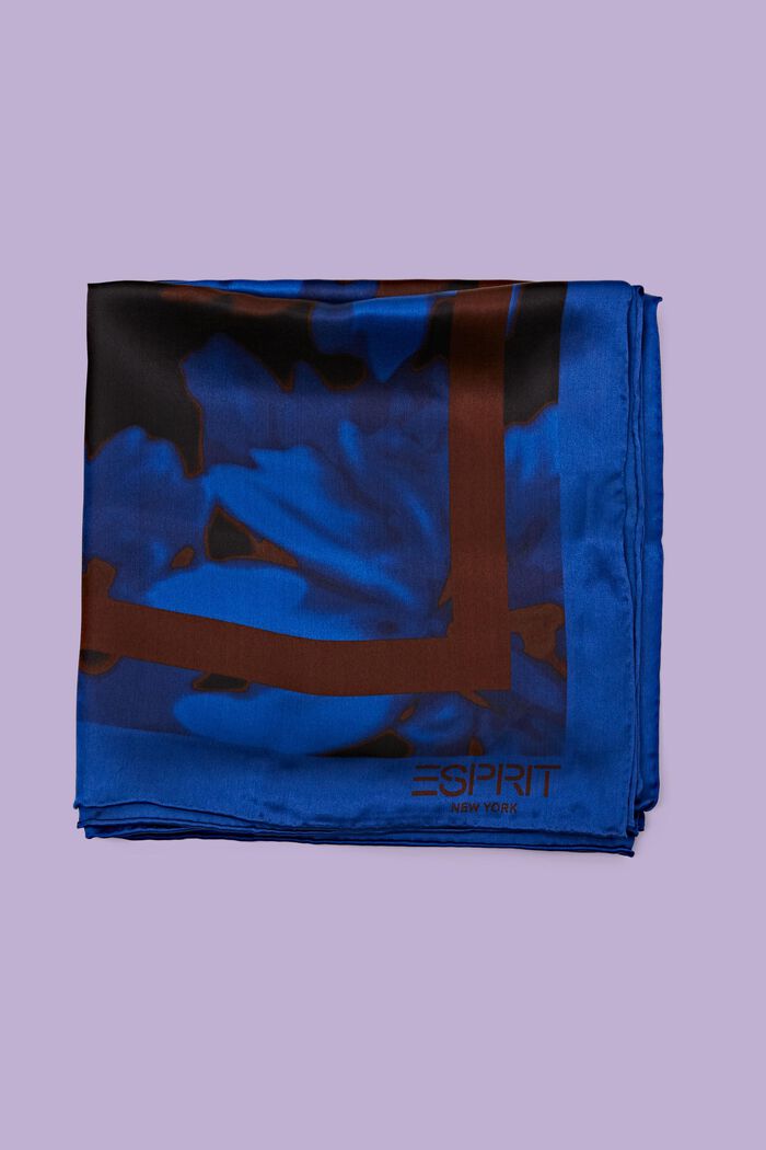 Pañuelo cuadrado de seda, BRIGHT BLUE, detail image number 0