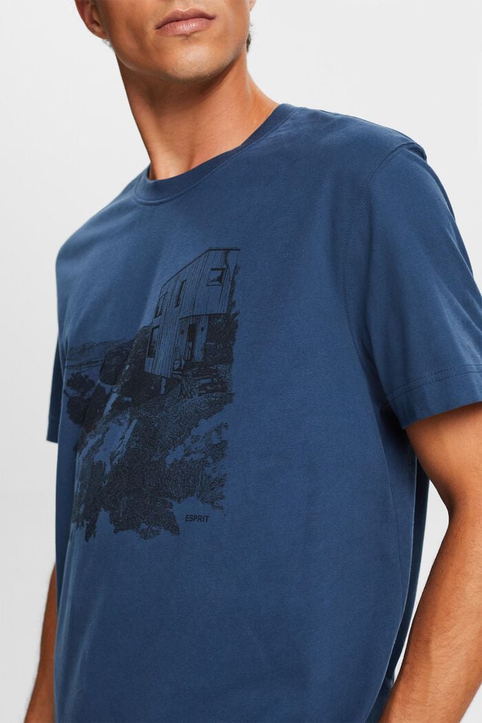Camiseta con estampado geométrico, BLUE, detail image number 1