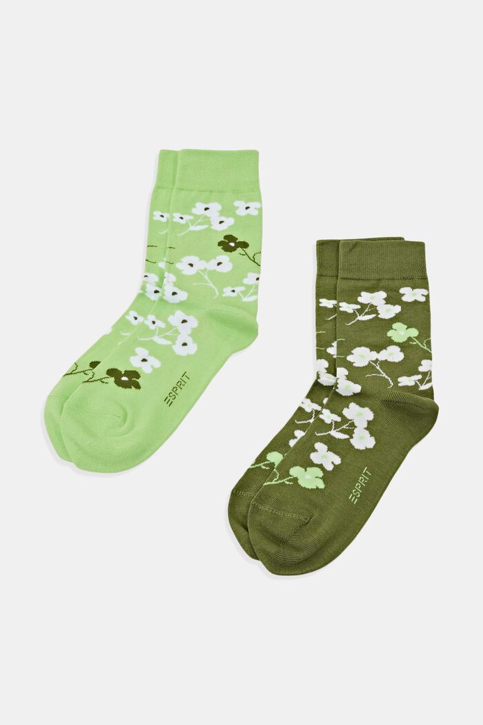 Pack de 2 calcetines de punto grueso estampados, LIGHT GREEN / GREEN, detail image number 0
