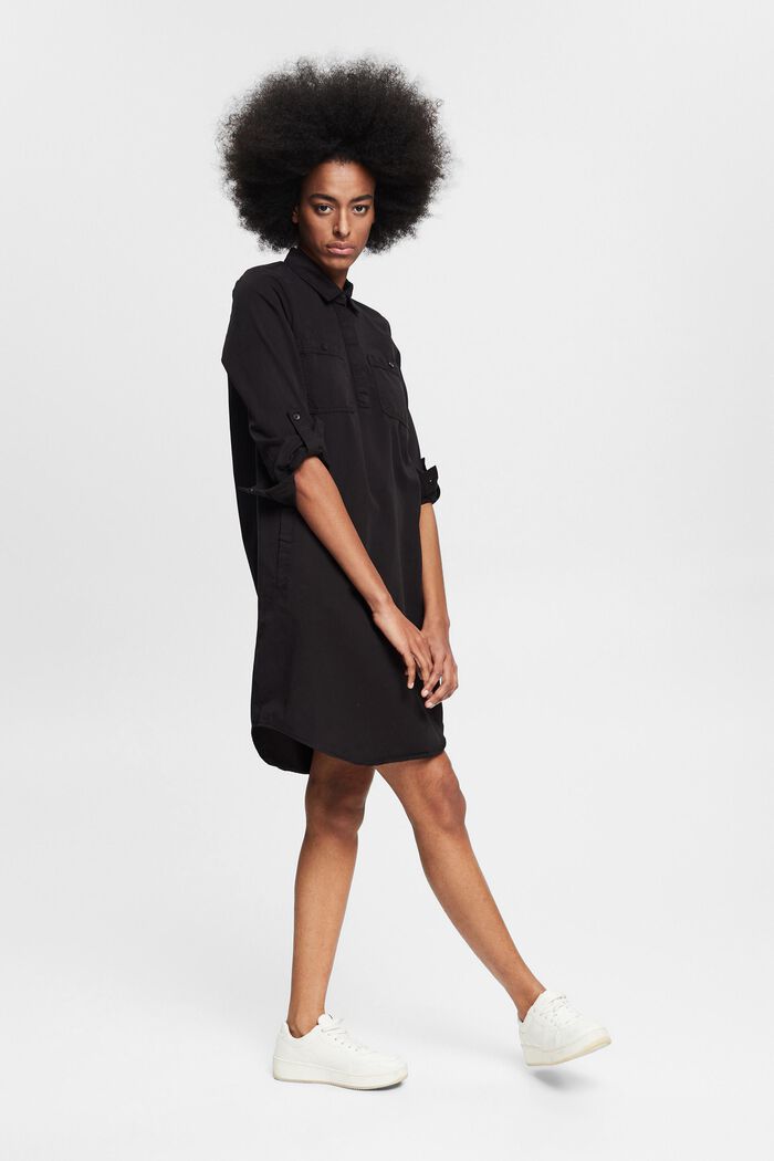 Vestido de lona en 100% algodón Pima, BLACK, detail image number 4