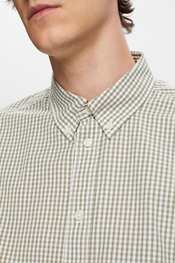 Camisa de cuadros vichy con cuello abotonado, 100% algodón, LIGHT KHAKI, detail image number 2