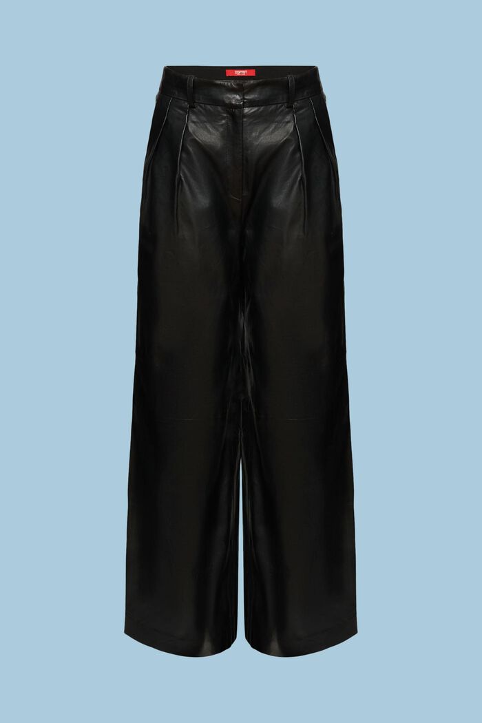 Pantalón de piel con perneras amplias, BLACK, detail image number 6