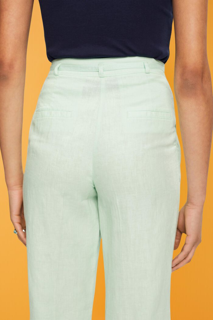 Pantalones de lino con pernera ancha, PASTEL GREEN, detail image number 4