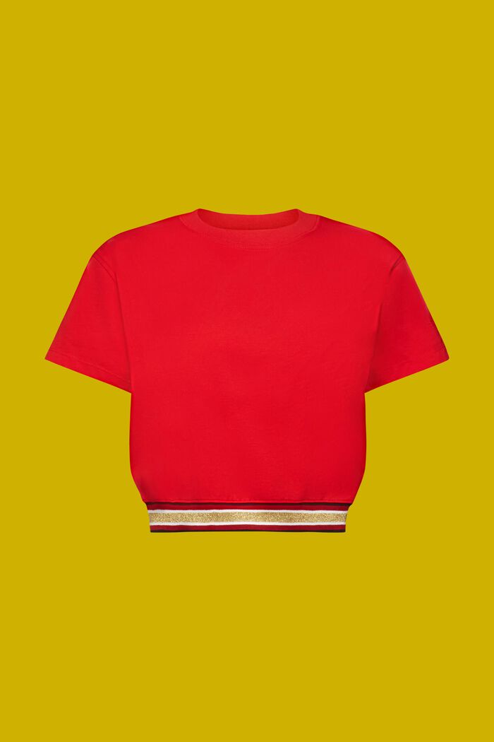 Camiseta corta con banda de purpurina, RED, detail image number 6