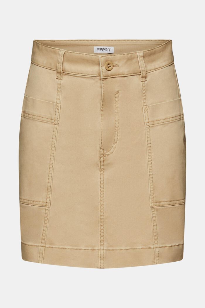 Minifalda de sarga de algodón con efecto lavado, BEIGE, detail image number 5