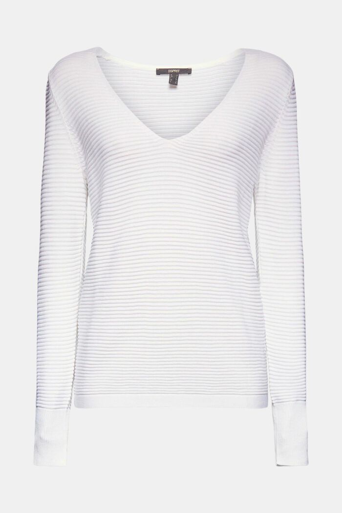 Con lyocell TENCEL™: jersey de canalé, WHITE, detail image number 0