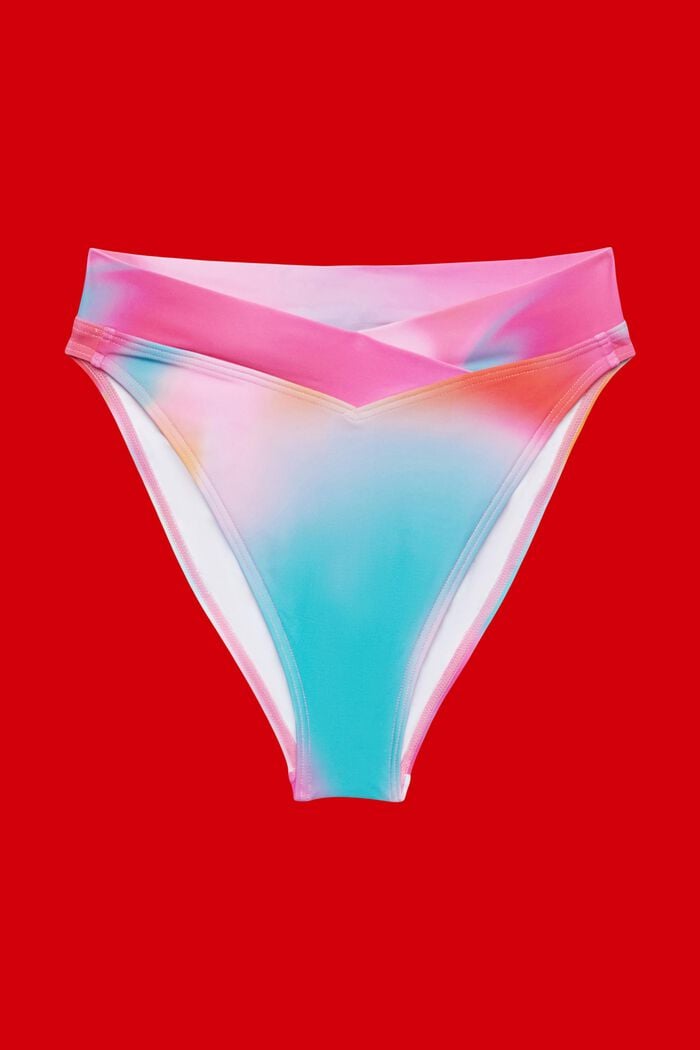 Braguita de bikini de cintura media y estilo tie dye, PINK, detail image number 4